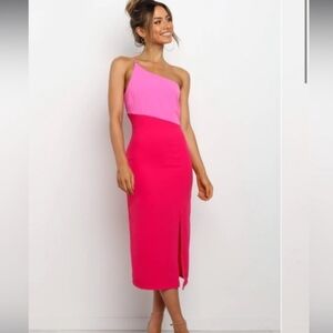Petal & Pup Vibrant Pink One-Shoulder Dress